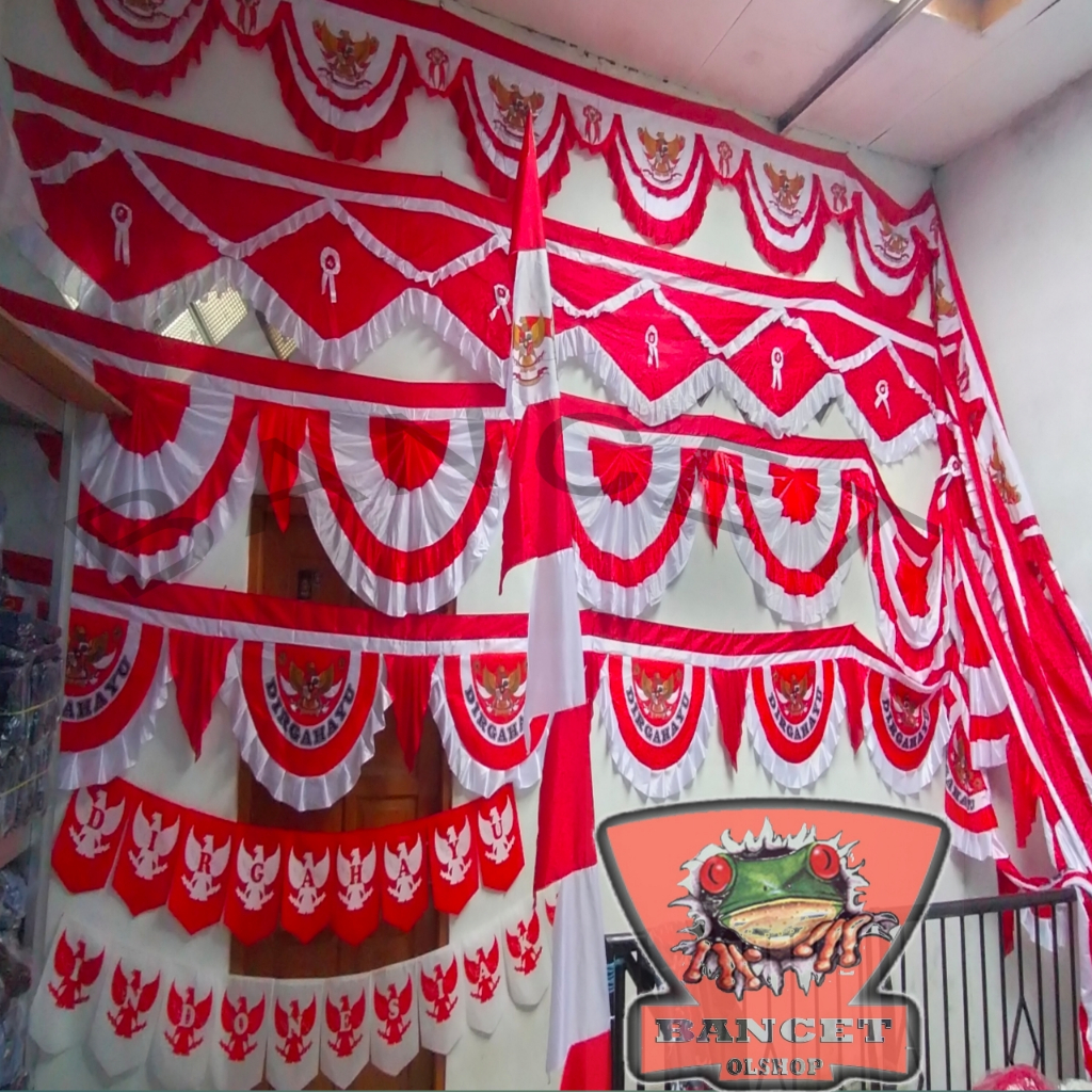bendera merah putih rumbai polos bendera merah putih panjang bendera panggung bendera 10 gelombang