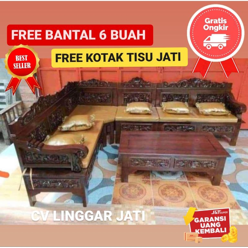 Kursi Sudut Ruang Tamu Kayu Jati Bagong Rahwana