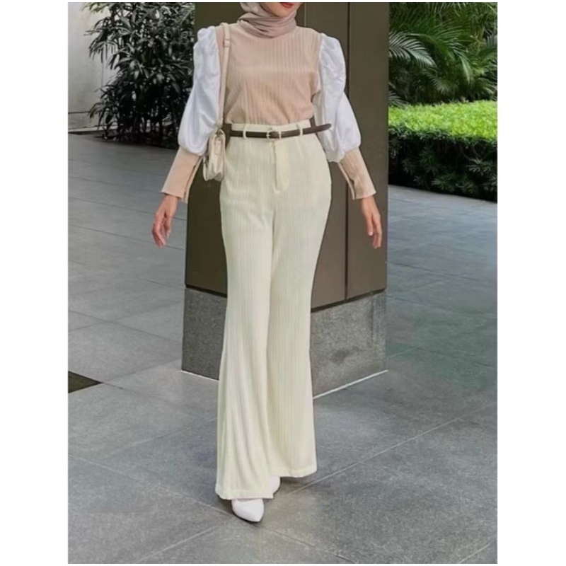 Celana Cutbray Kenit Wanita Highwaist Kenit Cutbray Premium Jumbo
