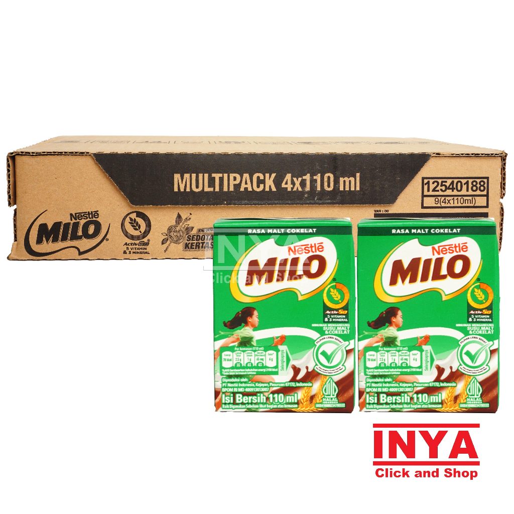 

Nestle Milo Rasa Malt Cokelat 36x110ml BOX - Susu Kemasan - Chocolate Milk Drink