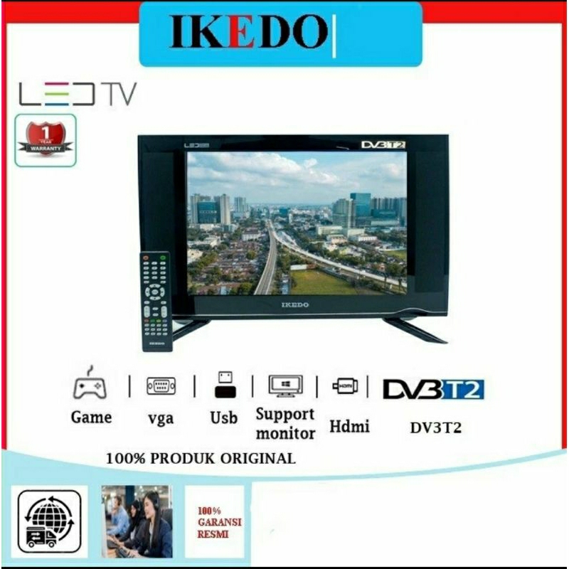 Ikedo LT-17L2-D Televisi 17" LED Digital TV DV3T2 Garansi Resmi SNI