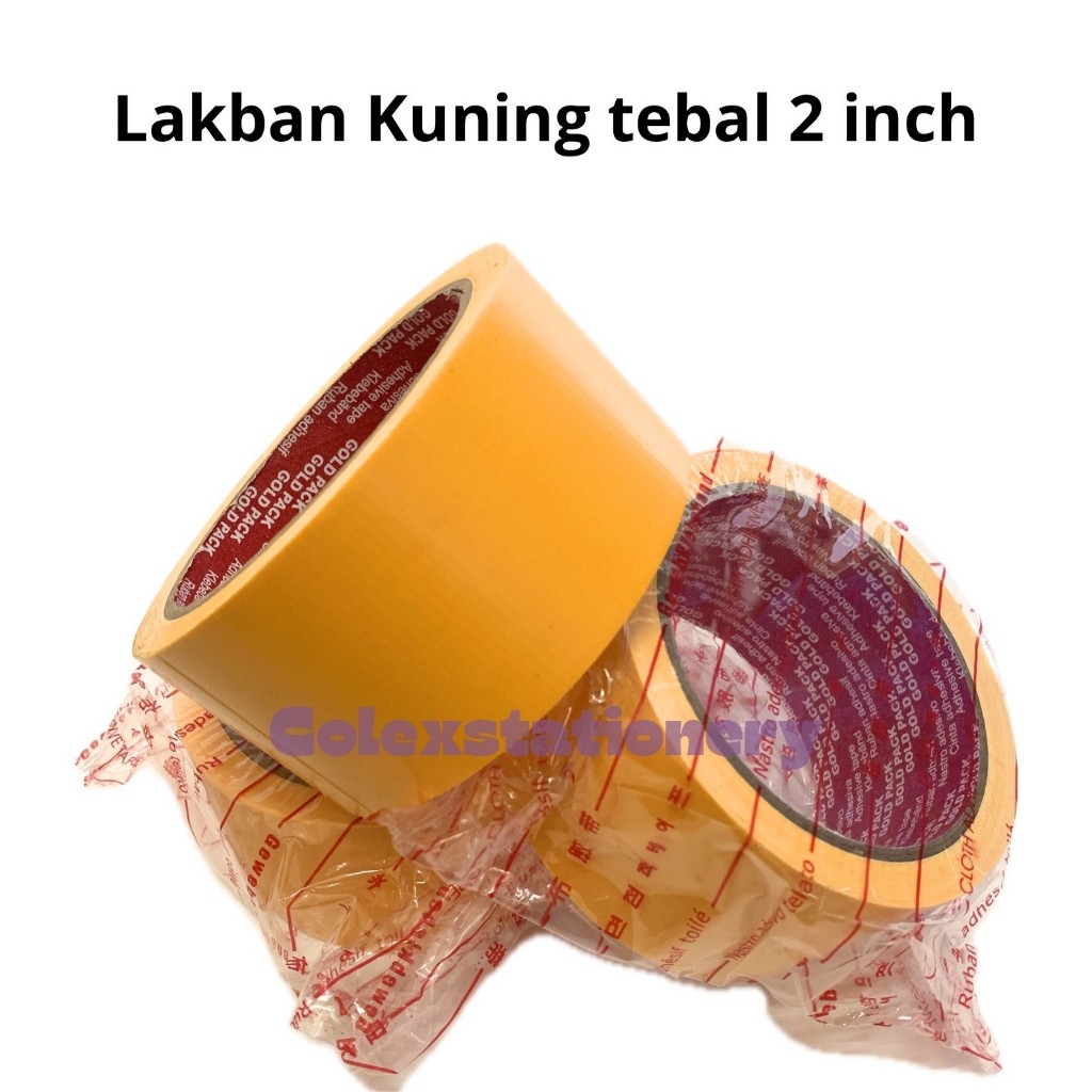 

Lakban Kain Warna Kuning / Lakban Linentape Tebal / Cloth Tape Ukuran Besar 2 Inch Goldpack