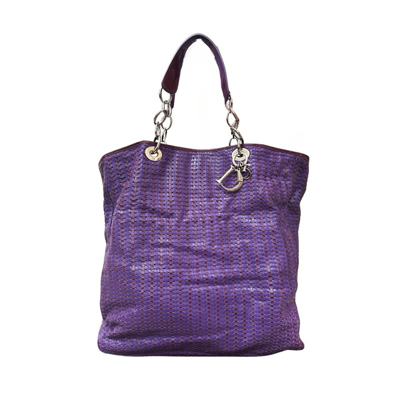 Christian Dior Cannage Weave Tote Bag Tas Kulit Ungu ORIGINAL preloved