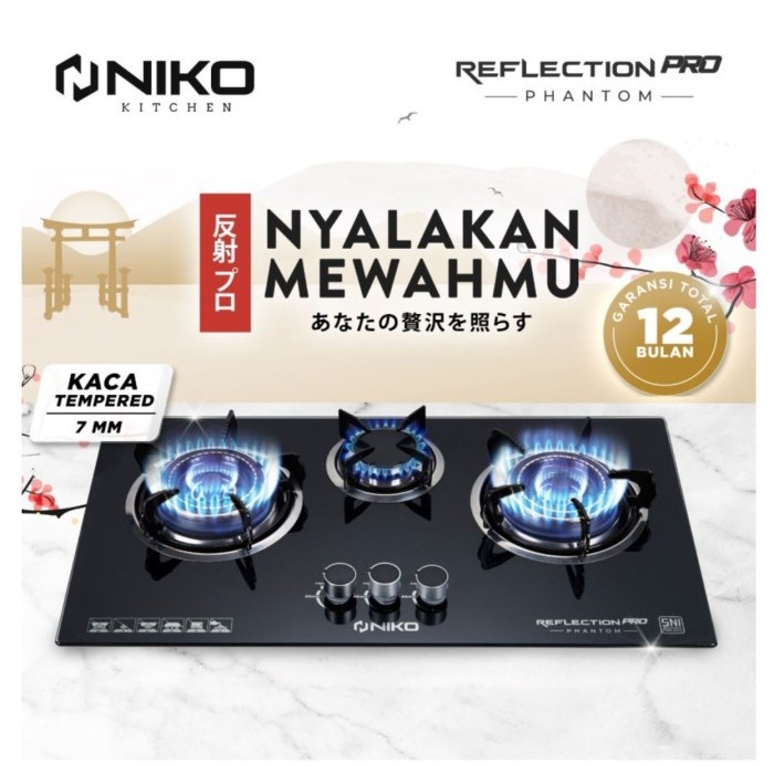 Niko kompor gas 3 tungku  / kompor tanam niko reflection pro phantom