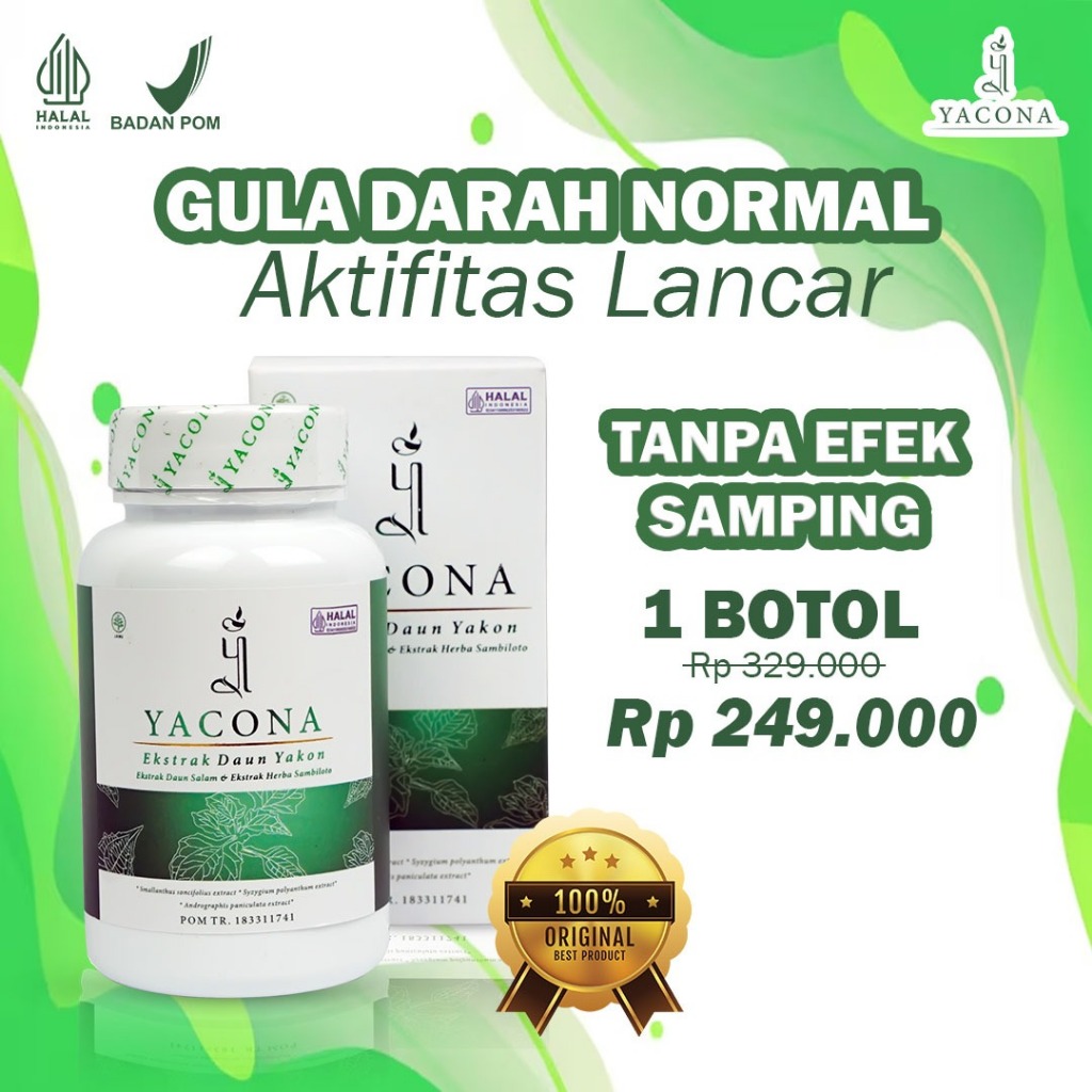 Yacona Obat Herbal Ampuh Tuntaskan Diabetes 1 Botol Isi 60 Kapsul