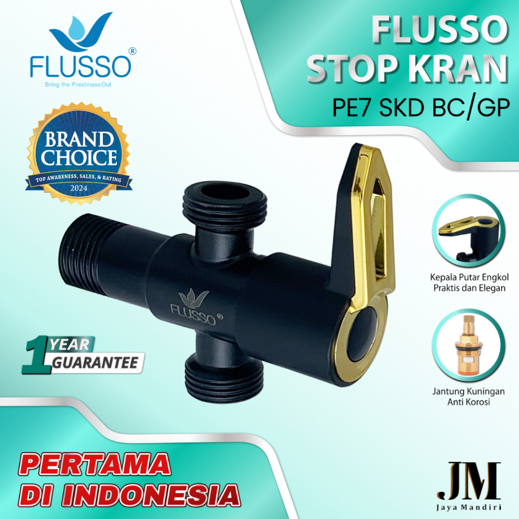 Flusso Stop Kran 1/2 Inch Double / Stop Kran Cabang 2 Jet Shower Bidet | 2188