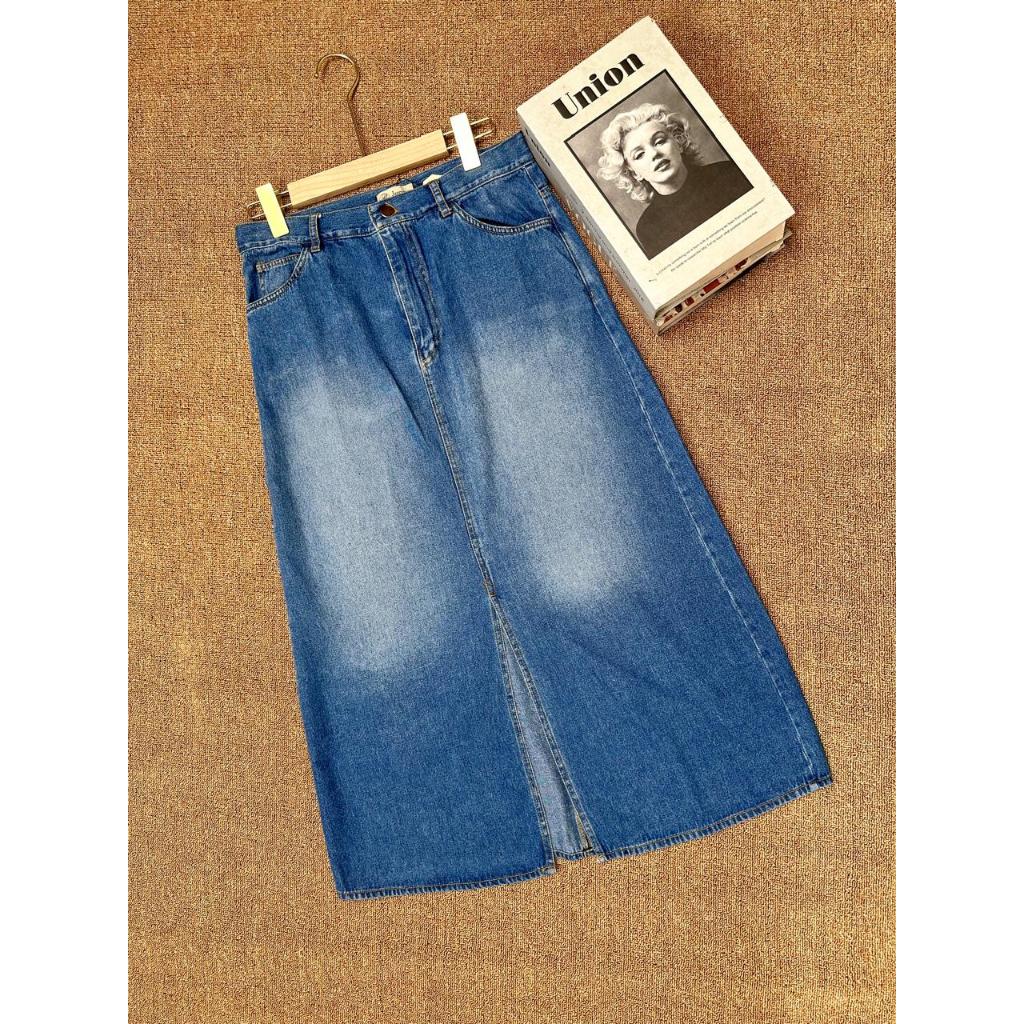 Busana Baju Muslim | Fuji Skirt Jeans | Rok Jeans Remaja Wanita Kekinian | Rok Span Slit Denim