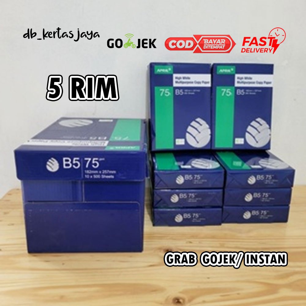 

Kertas HVS B5 5 rim, Kertas Putih Bersih Merk April