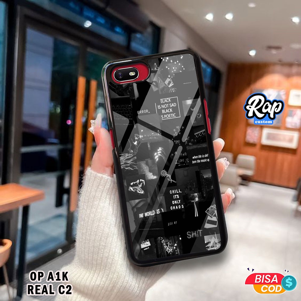 COD Case Oppo A1k Realme C2 Terbaru Fashion Case Gambar Motif Aesthetic Black 01 Casing Hp Case Mura