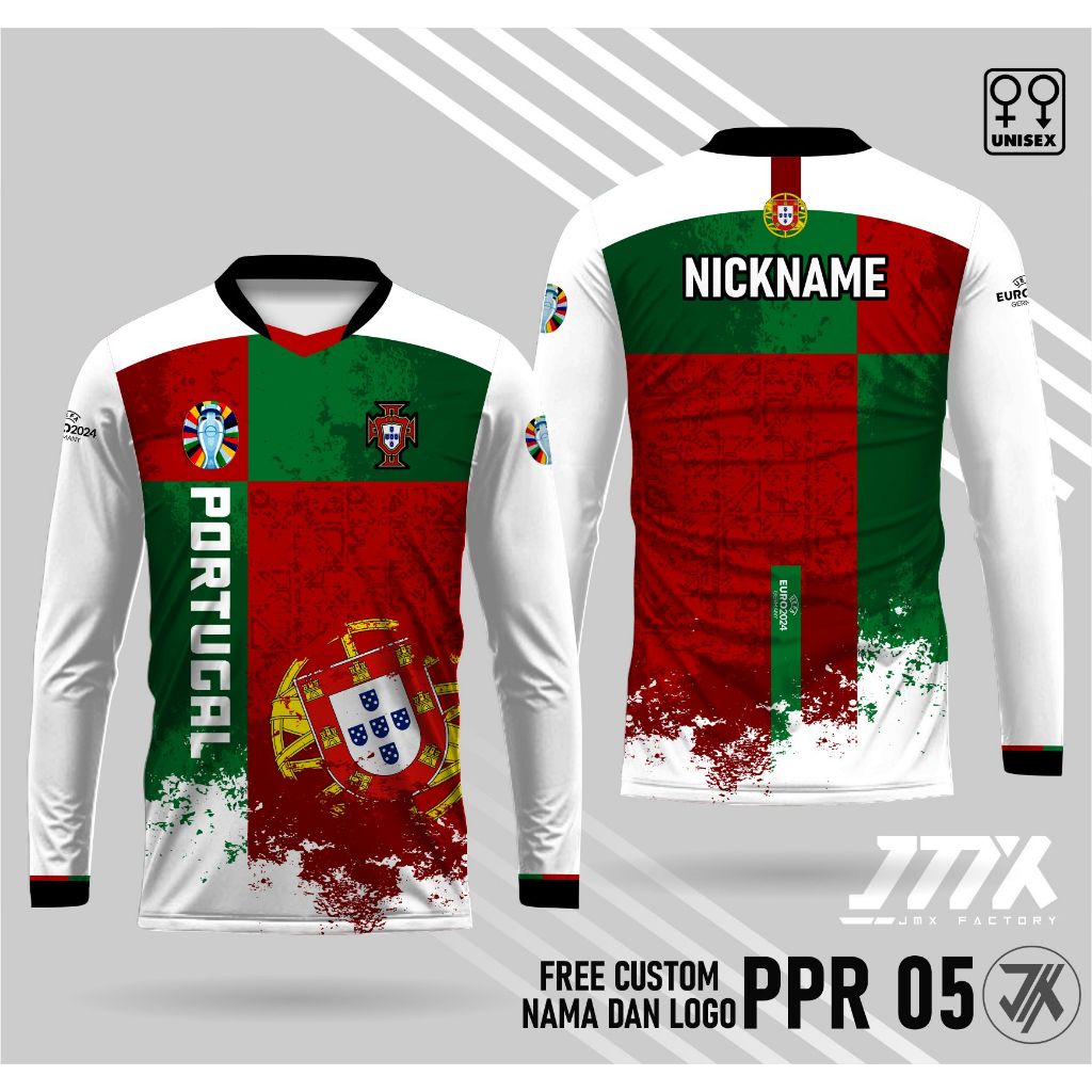 kaos portugal jersey portugal piala eropa 2024 lengan panjang
