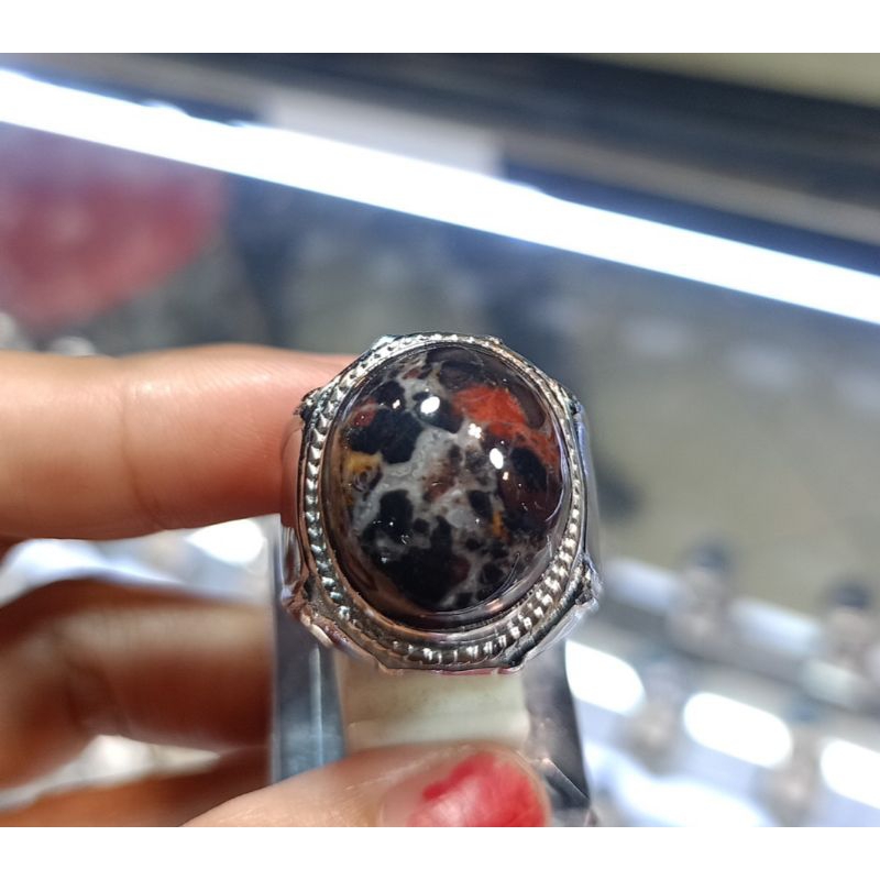 Cincin badar besi/motif/panca warna/asli batu(NATURAL)