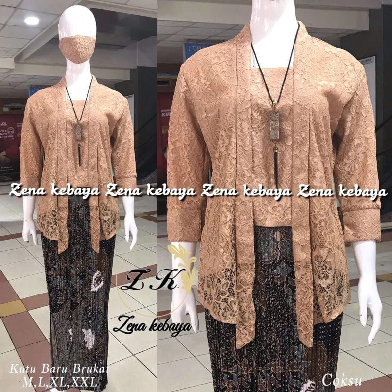Setelan kebaya kutubaru brokat lengan 7/8 Rok plisket terbaru modern kebaya wisuda kondangan tunanga