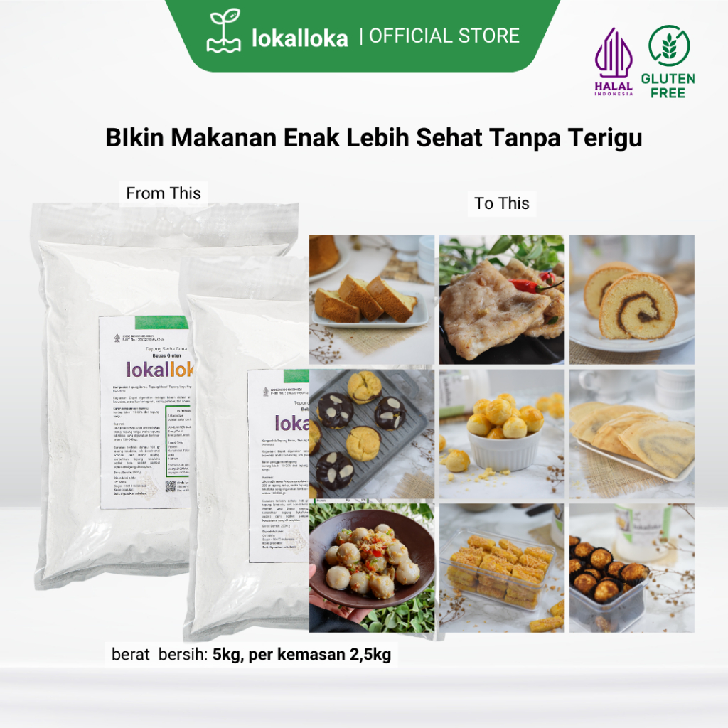 

Tepung Serba Guna Bebas Gluten Lokalloka 5kg Pengganti Terigu