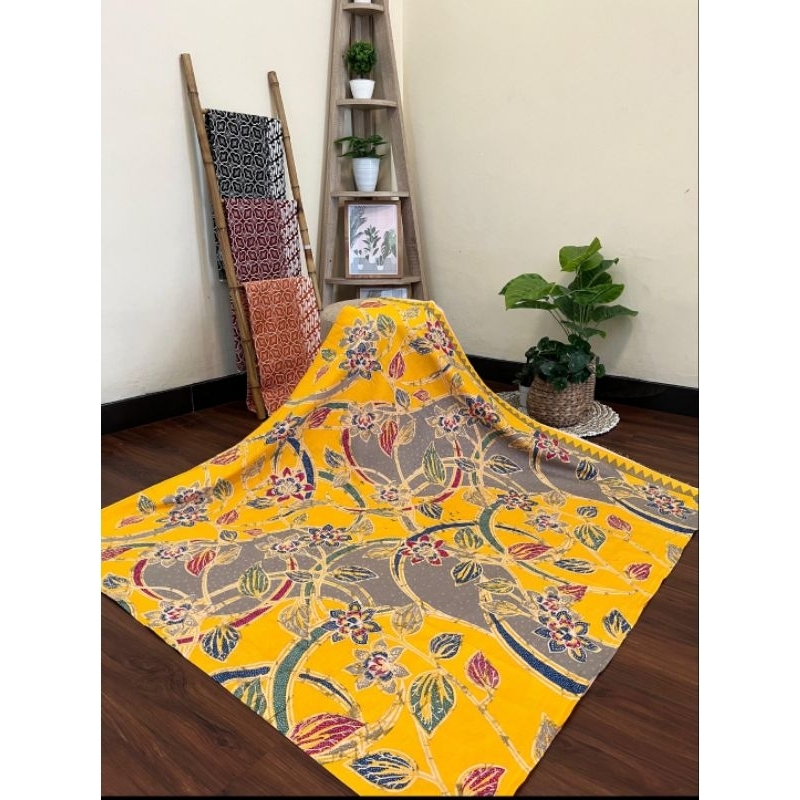 Kain Batik Solo katun printing ecoprint kuning