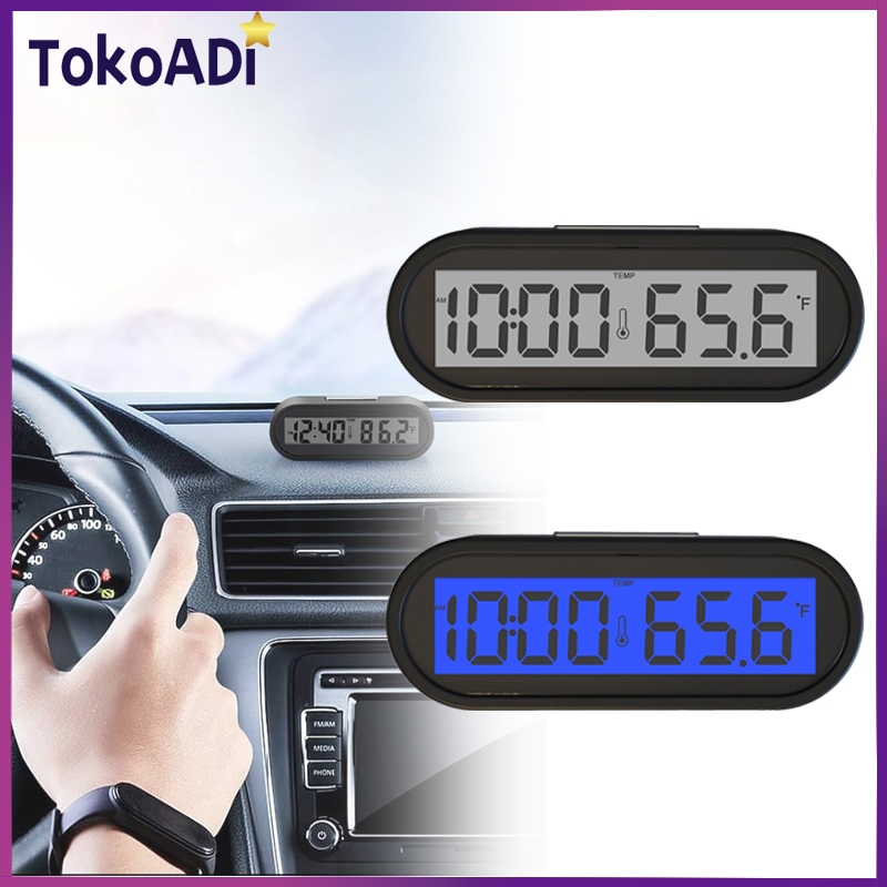 Termometer Jam Mobil / Jam Digital Led Backlight Biru Dengan Termometer Untuk Dashboard Mobil