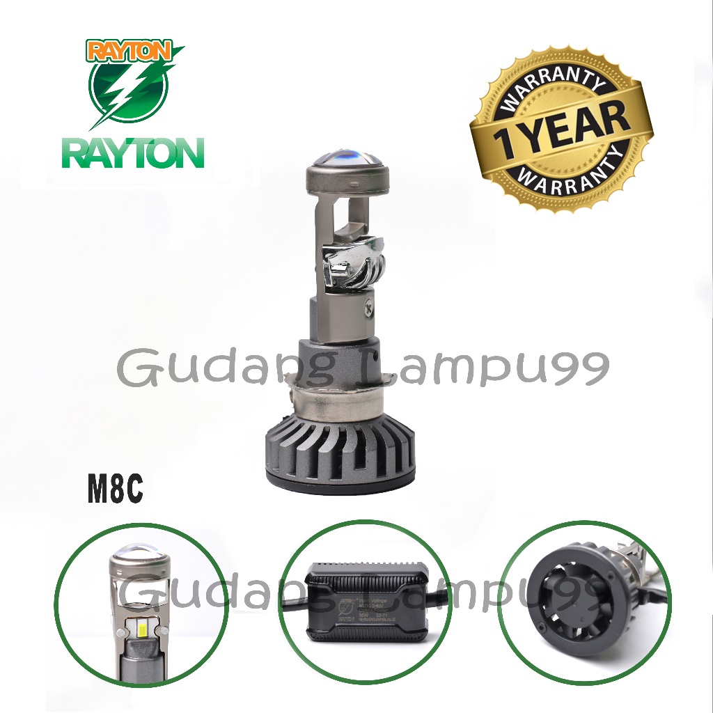 LAMPU LED MOTOR RTD RAYTON M8C MINI PROJECTOR BILED SOCKET H4,H6,H7 ORI