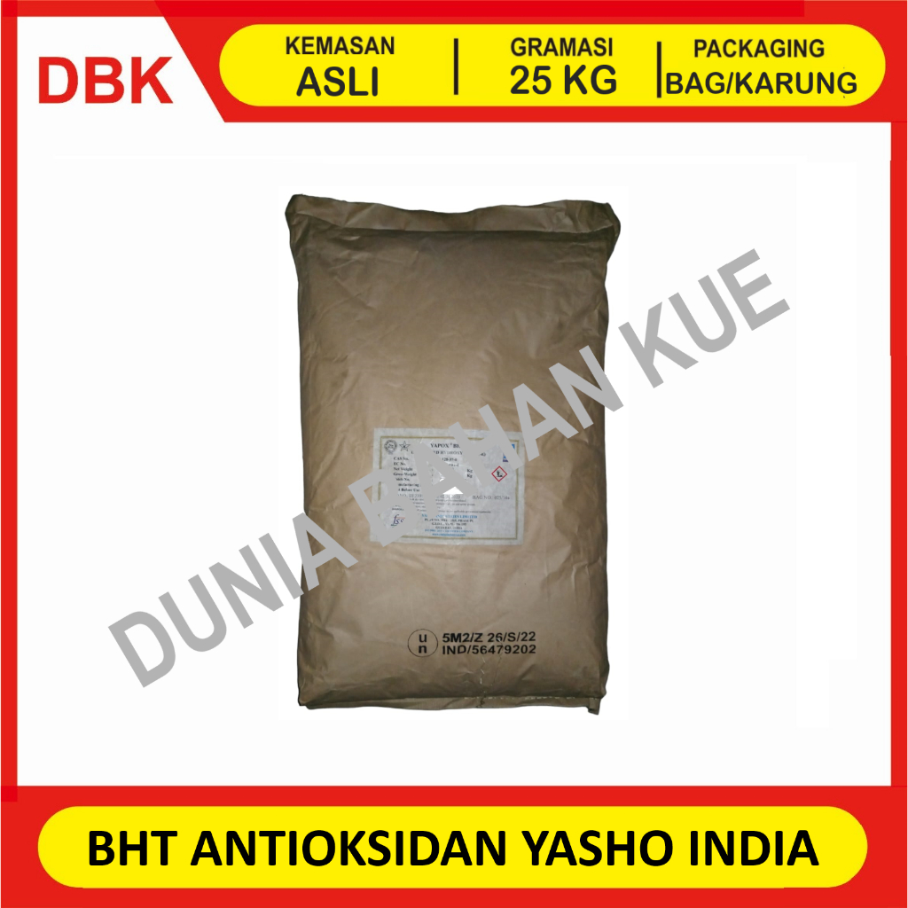 

BHT BUTYLATED HYDROXYTOLUENE ANTIOKSIDAN YASHO INDIA - 1 BAG 25 KG