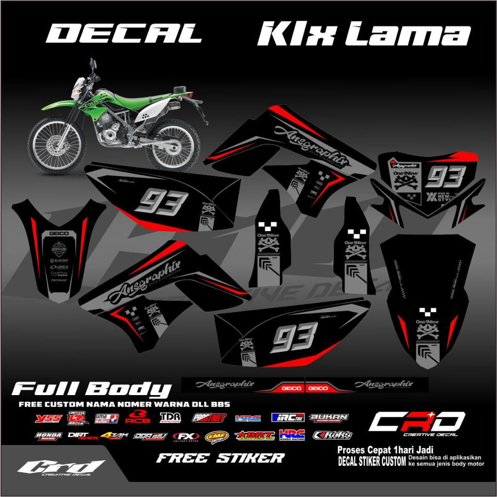 Decal KLX S Supermoto KLX Lama Full Body Decal KLX Old Bebas Custome Free Custome