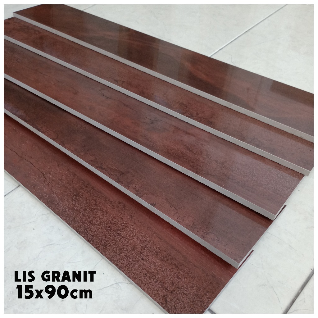 Lis Granit 15x90 Coklat Fosil Matt List Plint Dinding Lantai Original Granite Tile