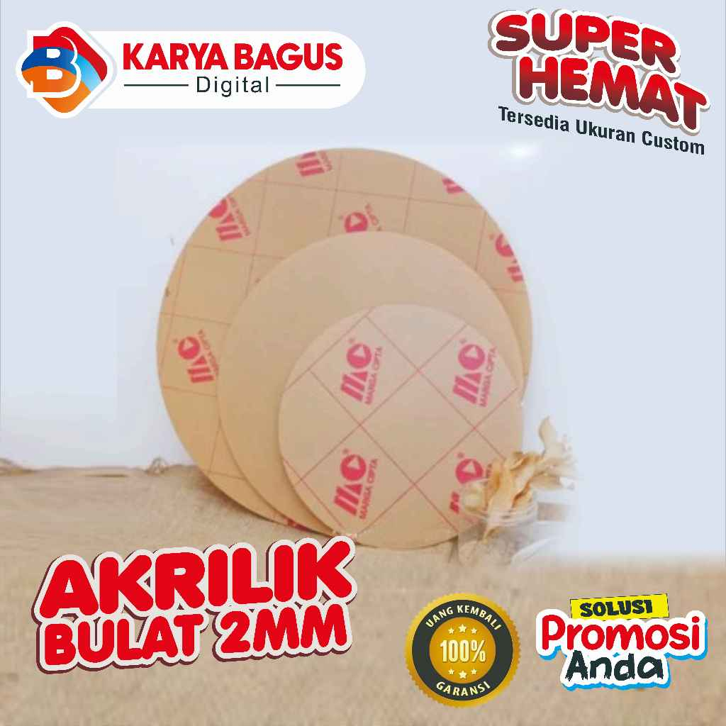 Akrilik Bulat 2mm Marga Cipta | Akrilik Polos Bulat | Akrilik Bening | Akrilik Putih Susu