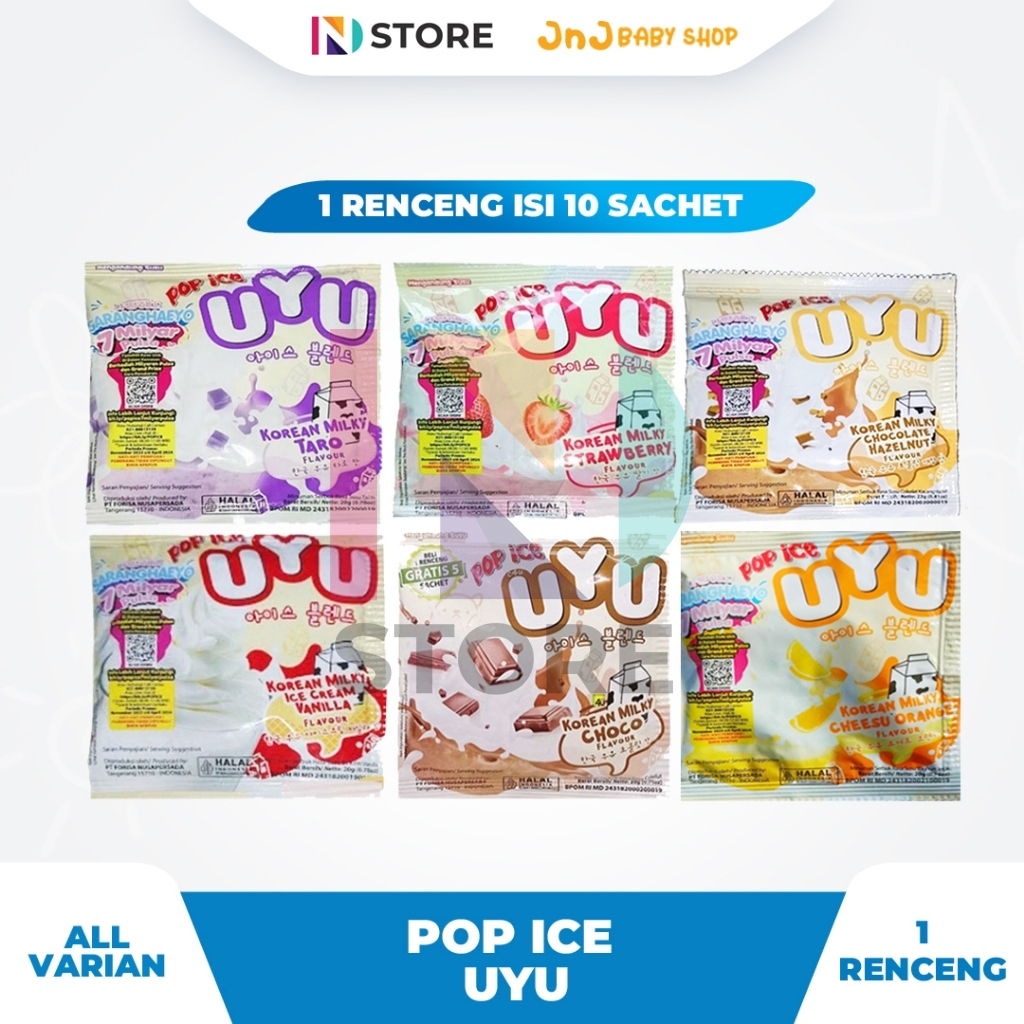 

POP ICE UYU KOREAN MILKY RENCENG/RENTENG ISI 10 SACHET CHOCO/TARO/VANILA/STRAWBERRY/CHOCO HAZELNUT/CHEESU ORANGE