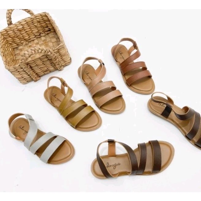 SANDAL WANITA KULIT BHONKSHORS TALINCANG FLAT