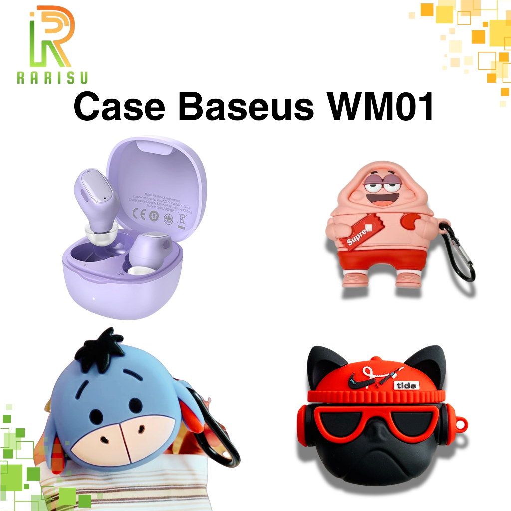 Case Baseus WM01 WM02 3D Kartun Lucu Casing Earphone TWS Pelindung Cover Rarisu02