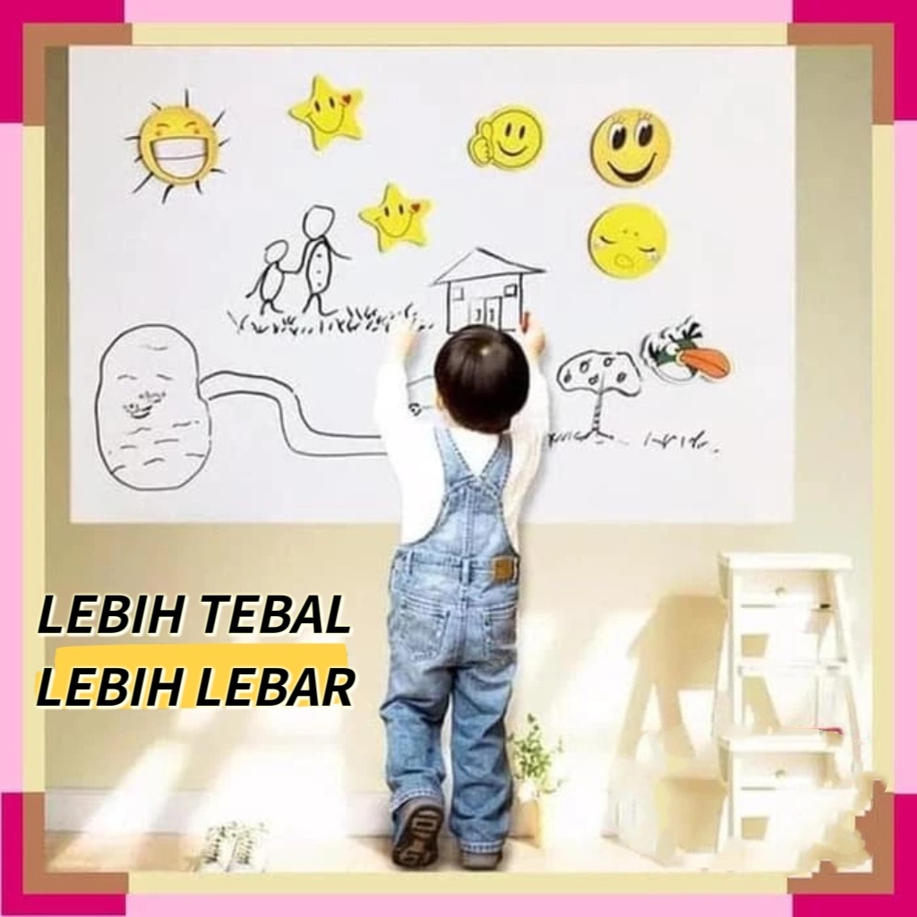 

45*200 cm Stiker Papan Tulis White Board Erasable Blackboard and Whiteboard Stickers Removable Vinyl Draw Erasable Hitam Putih