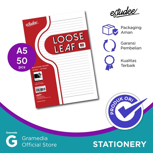 

Gramedia Supratman | Estudee - Loose Leaf Motif Garis Warna Putih Ukuran A5 Isi 50 Lembar