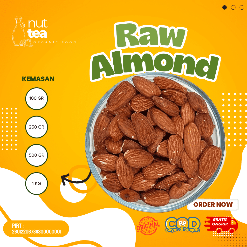 

Raw Almond 1kg - Kacang Almond Mentah Kupas Premium