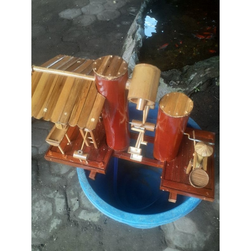Kincir air bambu,untuk kolam ikan/aquarium