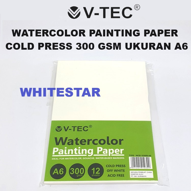 

kertas watercolor painting paper v-tec cold press - ukuran A6