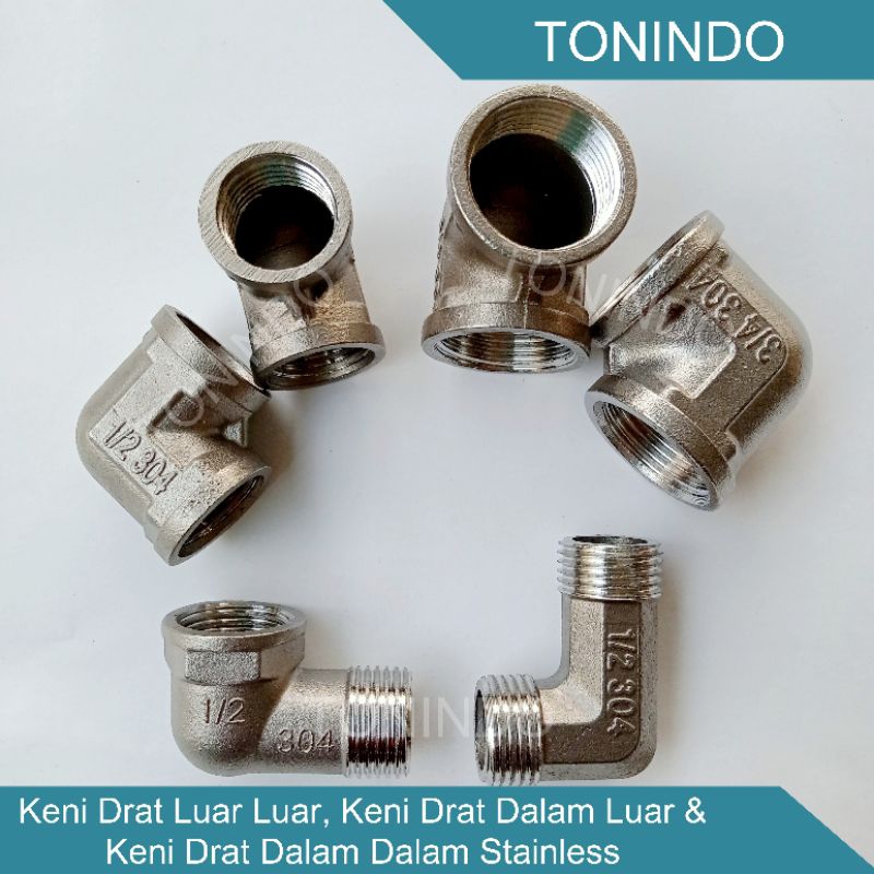 Keni/ Knee Drat Luar Dalam Stainless Nepel Sambungan L