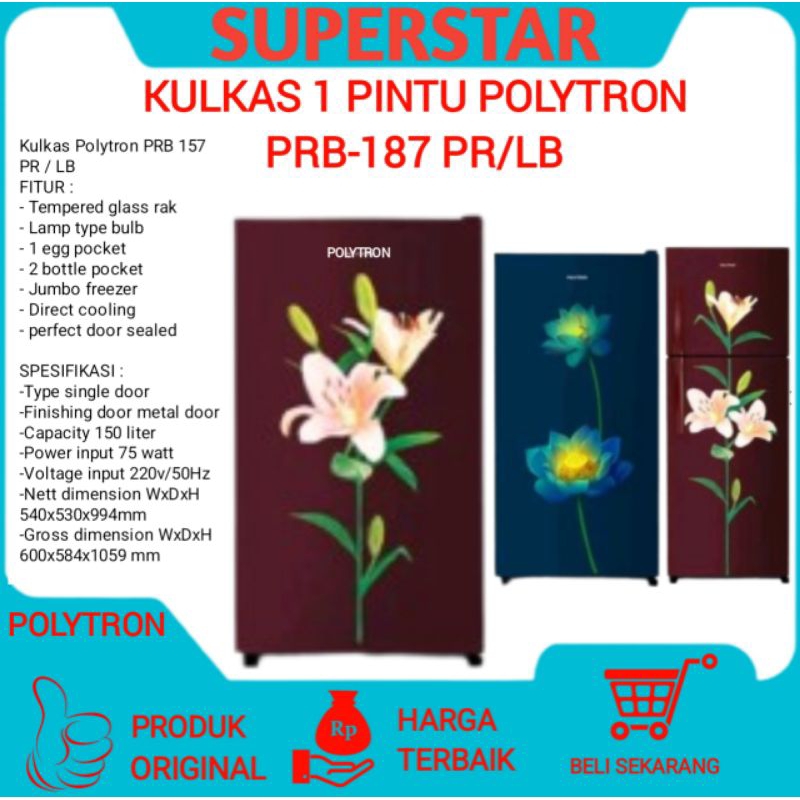 Lemari Es Polytron Prb-187 Kulkas Polytron prb-187 Pr/Lb