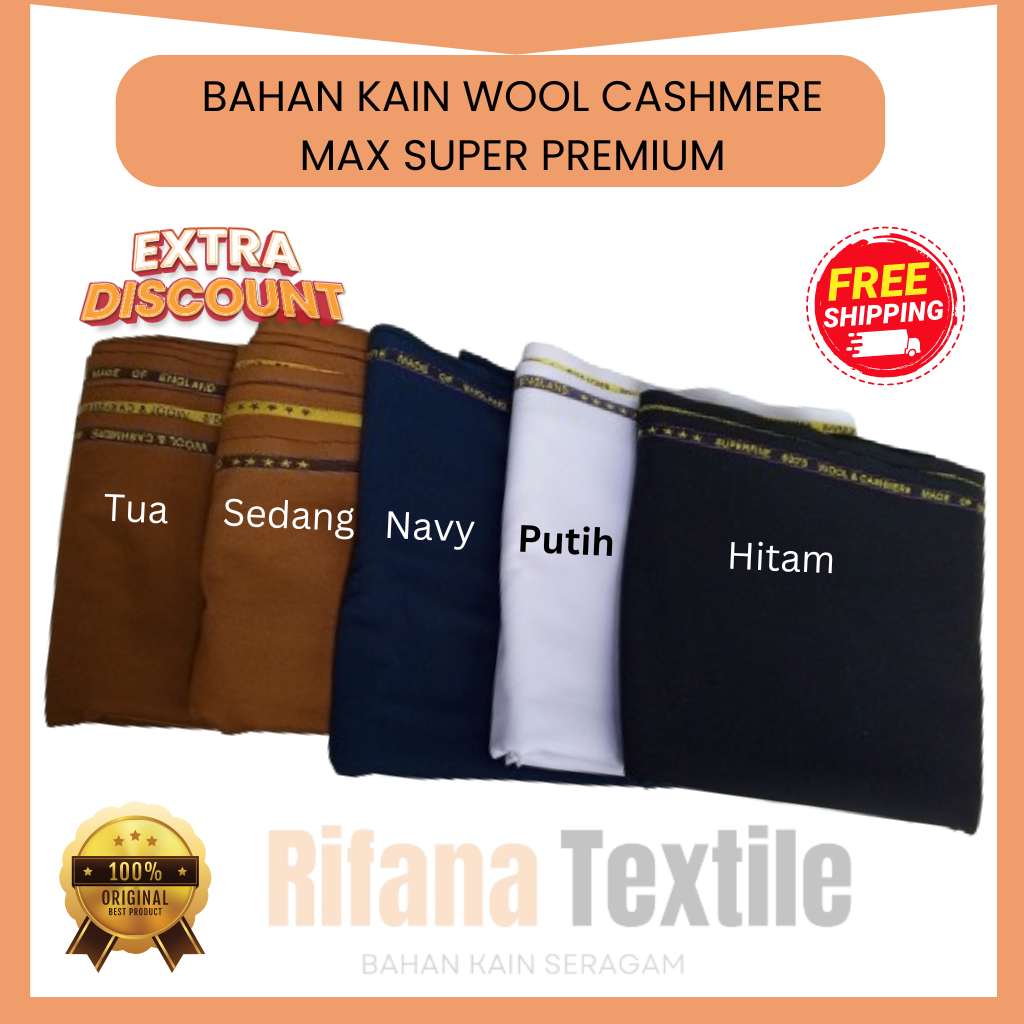 BAHAN KAIN KHAKI WOOL AND CASHMERE / WOOL CATTON FULL DINAS PNS/ASN/WOOl SILK /KAIN PDH