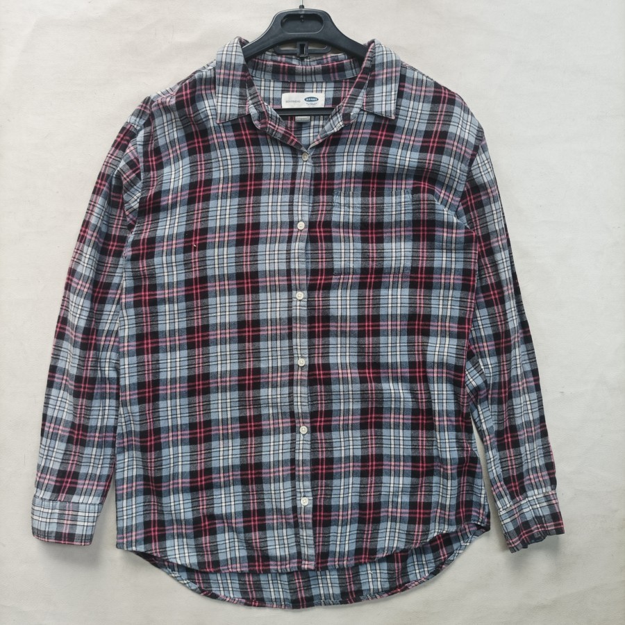 kemeja old navy boyfriend plaid flannel shirt