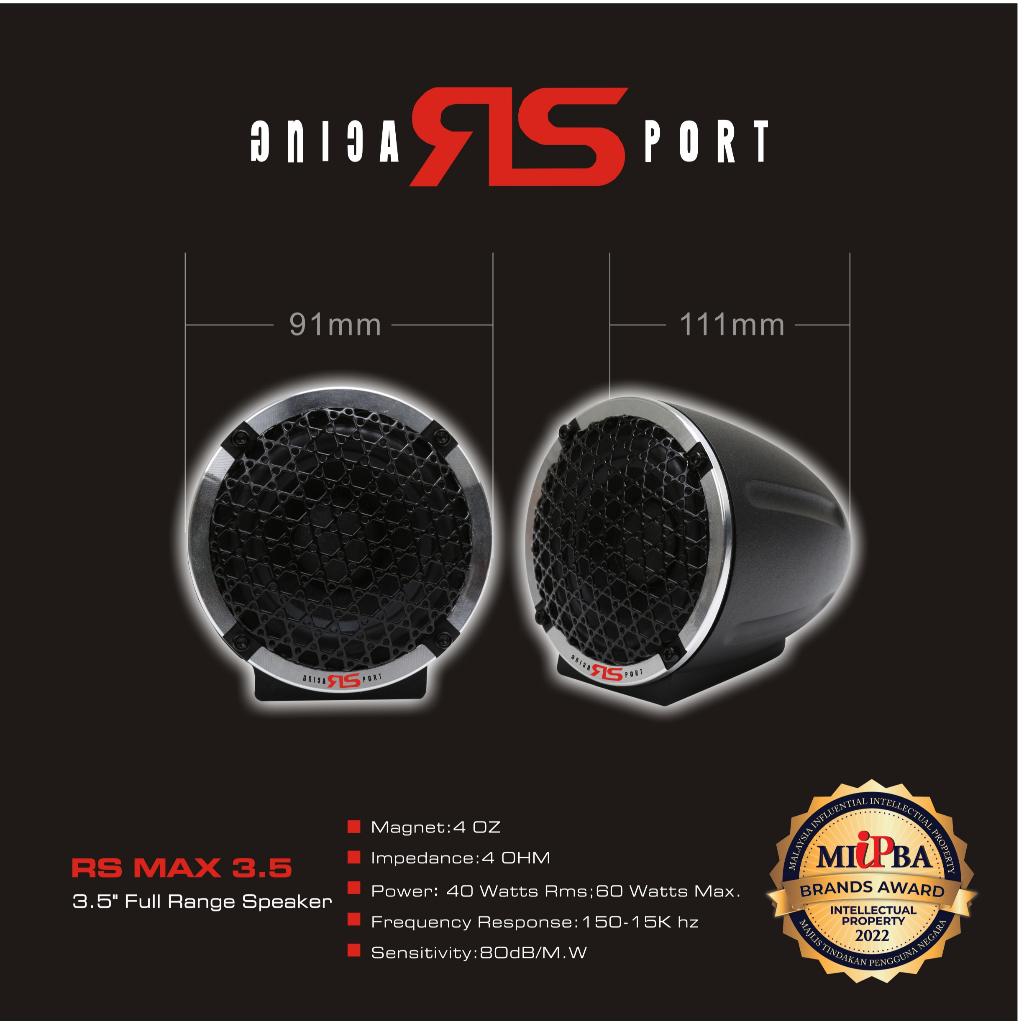 BOA - Tweeter Full Range Speaker RS Max 3.5 Inch | Full Range Speaker | Speaker Racing Sport | RS