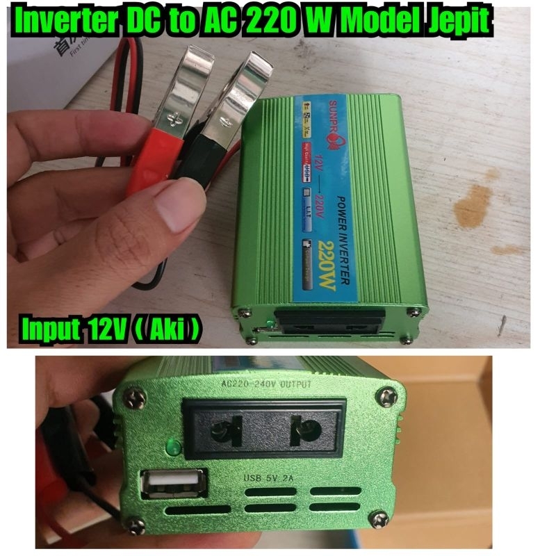 inverter 220 watt inverter dc to ac model jepit aki pengubah DC ke AC
