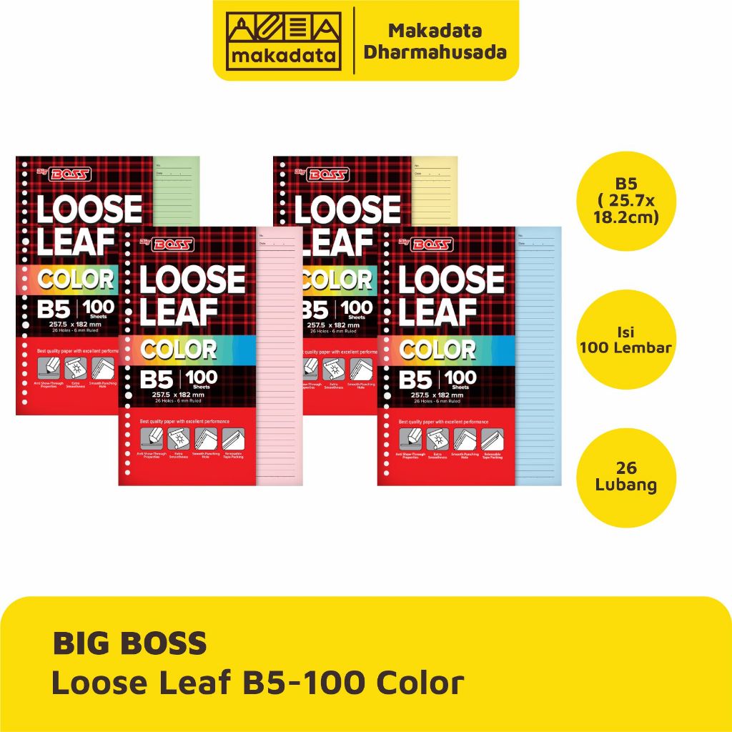 

LOOSE LEAF | KERTAS BINDER BIG BOSS B5-100 COLOR (1 PAK)