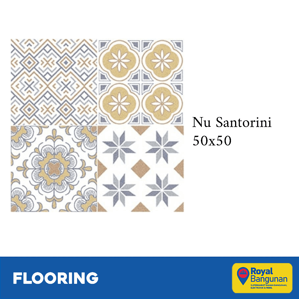 Milan Keramik Nu Santorini 50x50 Keramik Lantai Motif Vintage Classic Glossy