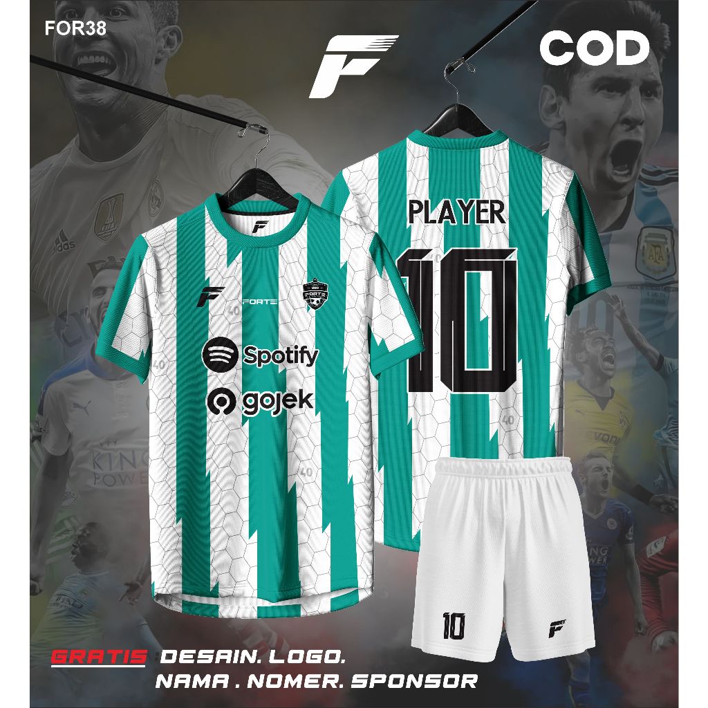 JERSEY FUTSAL CUSTOM FULL PRINTING WARNA HIJAU PUTIH GANTI NAMA NOMER PUNGGUNG MURAH 2024