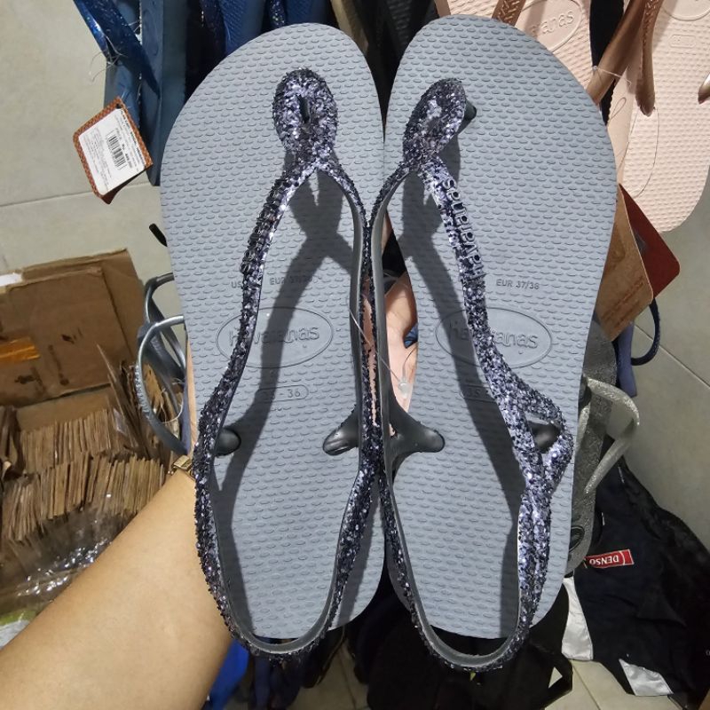 Sandal Wanita Original Havaianas Luna Premium (Glitter) - Grey