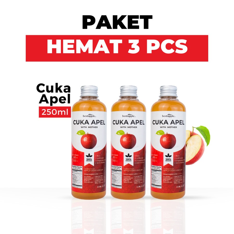 

Paket Cuka Apel Original 3 Pcs / Diet Detoks / Apple Cider Vinegar / Toner Wajah Alami