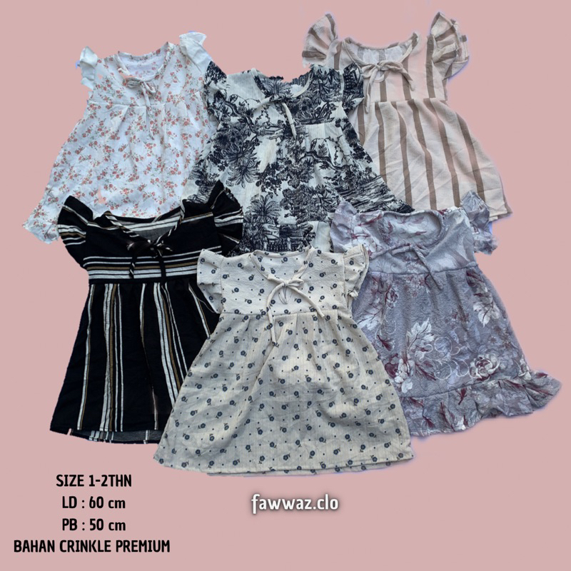 DASTER ANAK USIA 1-7TAHUN BAHAN CRINKLE MURAH BAJU ANAK PEREMPUAN
