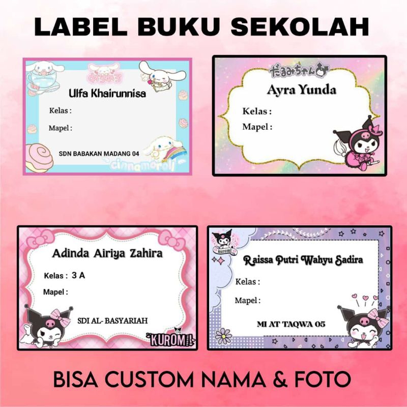 

(ISI 50 PCS) LABEL STICKER BUKU SEKOLAH CUSTOM NAMA