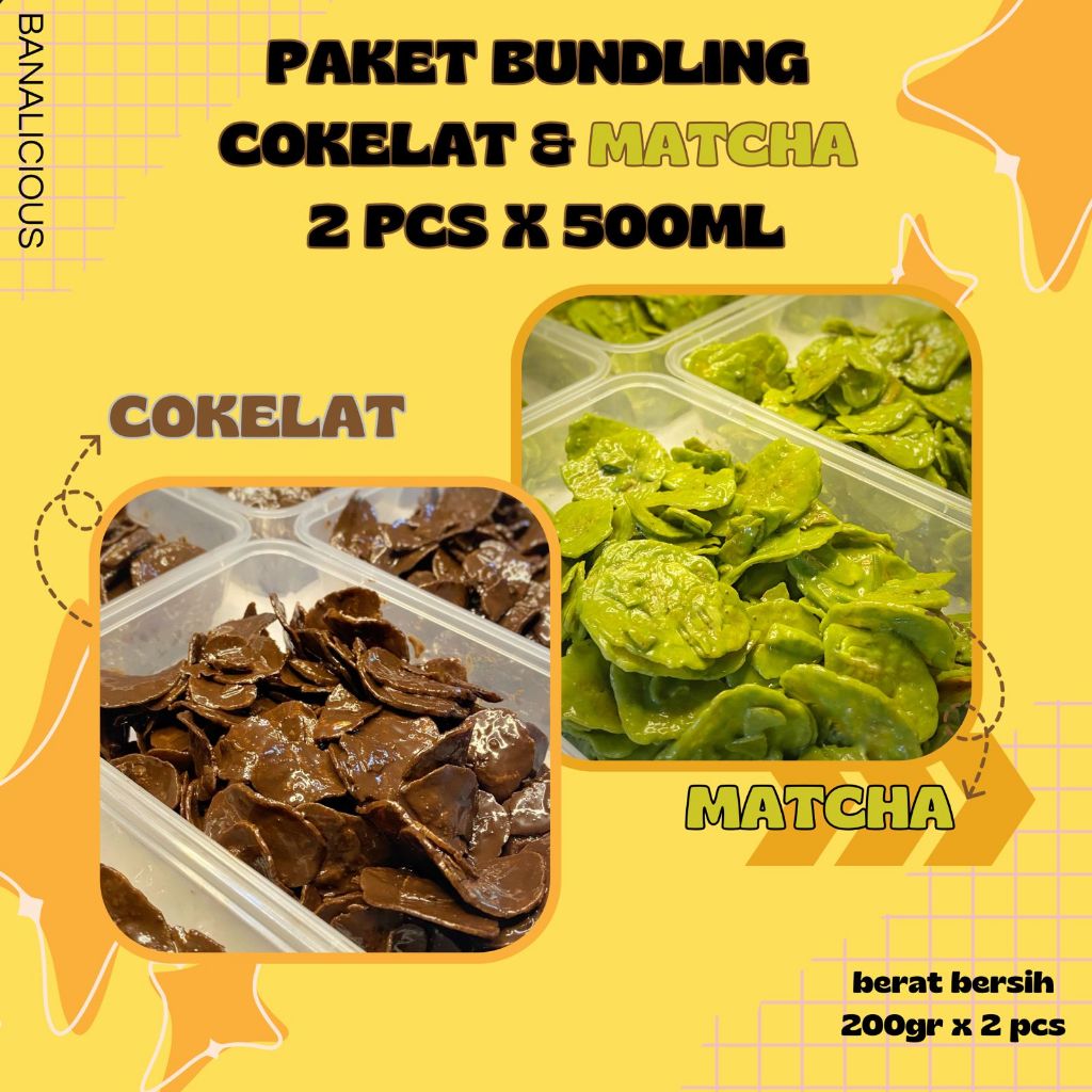 

PAKET HEMAT BUNDLING 2 PCS 400gr COKELAT&MATCHA BANALICIOUS