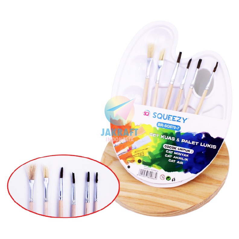 

HEBOH 1 Set Kuas Cat Lukis Set SQUEEZY BRSQ5697 isi 6 Brush Palette Palet Lengkap