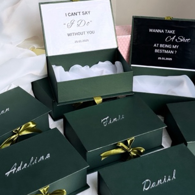 

KIMORA GIFT - Bridesmaid bestman propose box lasercut nama wedding gift box wedding gift kotak untuk bestman kotak untuk bridesmaid groomsmen pita kotak hijau kotak pita kotak hadiah hadiah pacar laser nama akrilik acrylic