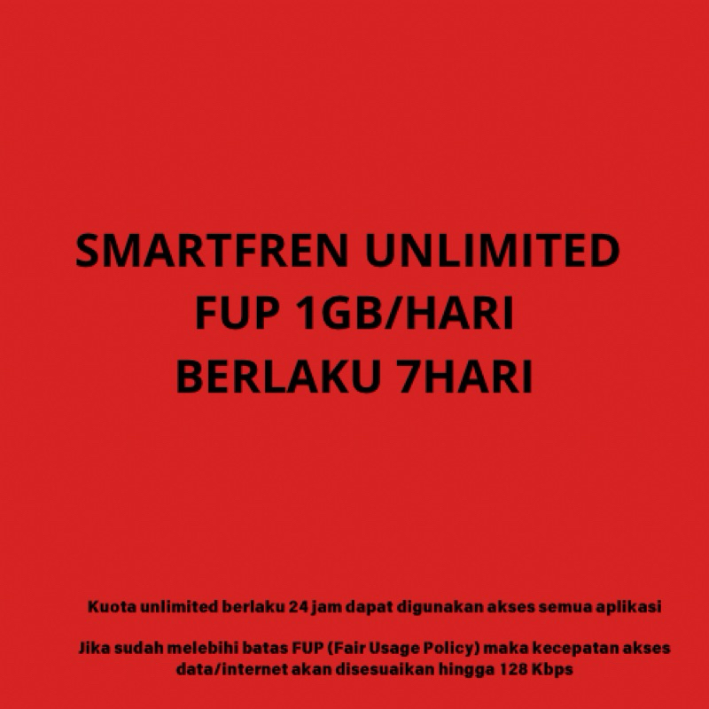 SMARTFREN UNLIMITED  FUP 1GB/HARI BERLAKU 7HARI