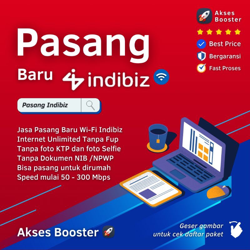 Pemasangan Baru Indibiz Unlimited Tanpa Fup | 50 - 300 Mbps | 1P Internet Only | Proses cepat | Syar